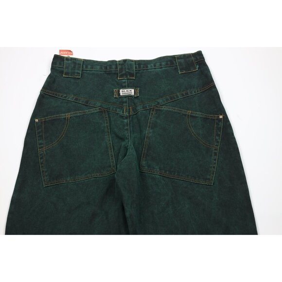 Deadstock Vtg 90s Streetwear Mens 36x34 Baggy Acid Wash Skateboard Jeans Green - Picture 10 of 13